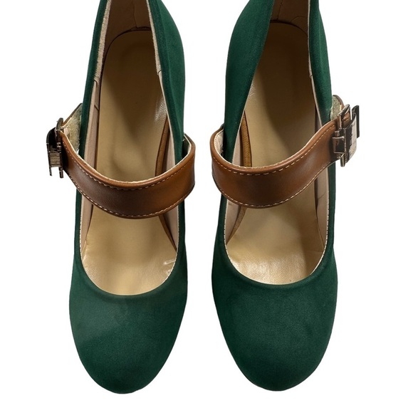 Women's green Round Toe Platform Pumps Chunky High Heel Buckle size US 6 - Picture 2 of 12